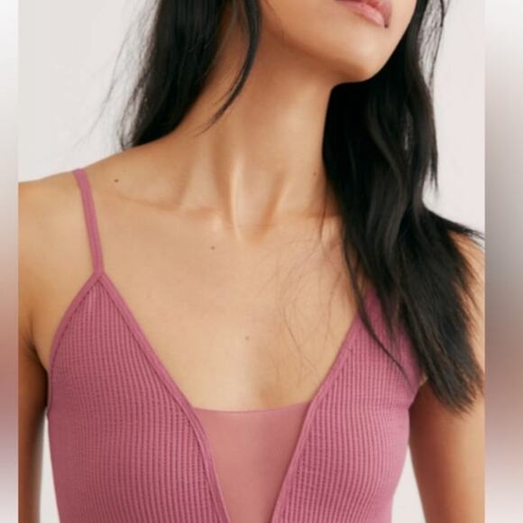 Free People Intimately Come Around Ribbed Cami Tank Top | Mauve Color size XS/S - Picture 2 of 8